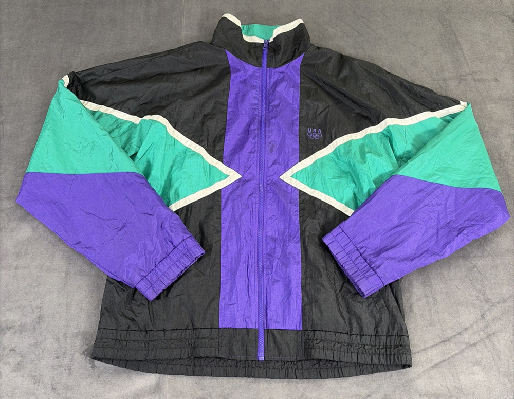 USA Olympic Windbreaker JC Penny Apparel Jacket 90s Color Block Vintage Medium